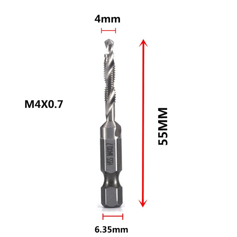 Hex Shank Titanium Plated HSS Screw Thread Metric Tap Drill Bits Screw Machine Compound Tap M3 M4 M5 M6 M8 M10 Hand Tools